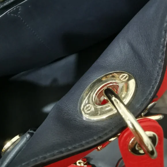 Dior Diorissimo Taurillon Leather Color Vermillion Red Hardware Champagne Gold - Picture 4 of 5